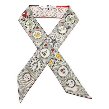 CHRISTIAN DIOR Silk Le Soleil Tarot Mitzah Scarf Off White
