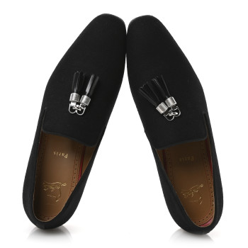 CHRISTIAN LOUBOUTIN Wool Rivalion Mens Slippers 43 Black