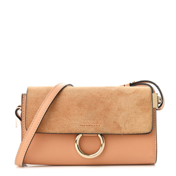 CHLOE Suede Calfskin Small Faye Shoulder Bag Cement Pink