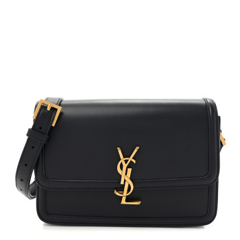 SAINT LAURENT Box Calfskin Monogram Medium Solferino Satchel Deep Marine