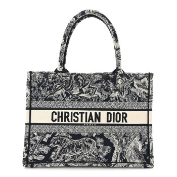 CHRISTIAN DIOR Canvas Embroidered Medium Toile De Jouy Reverse Book Blue