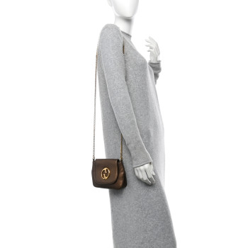 GUCCI Pebbled Calfskin Small 1973 Chain Shoulder Bag Gold