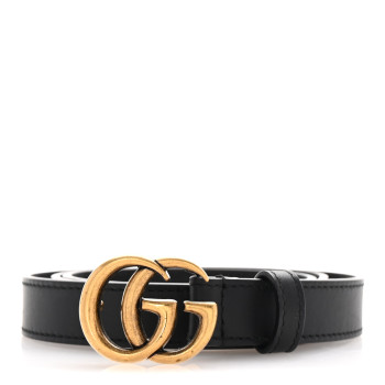 GUCCI Calfskin Double G 20mm Belt 85 34 Black