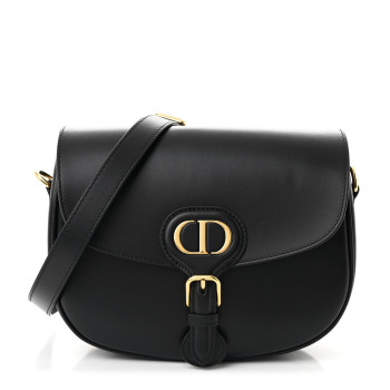 CHRISTIAN DIOR Box Calfskin Medium Bobby Flap Black