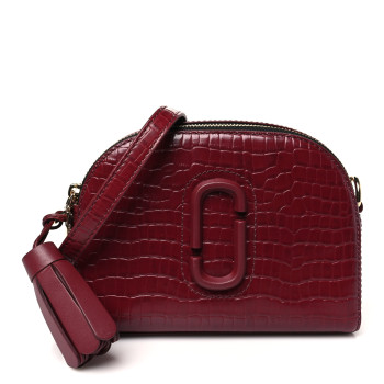 MARC JACOBS Calfskin Crocodile Embossed Shutter Camera Crossbody Bag Vachetta Red