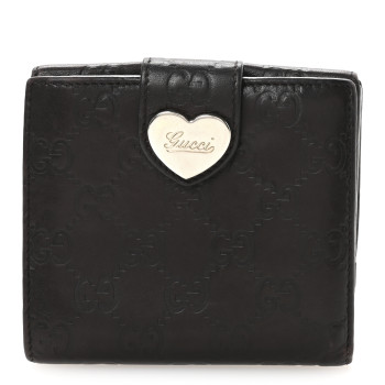GUCCI Guccisima Heart French Flap Wallet Brown