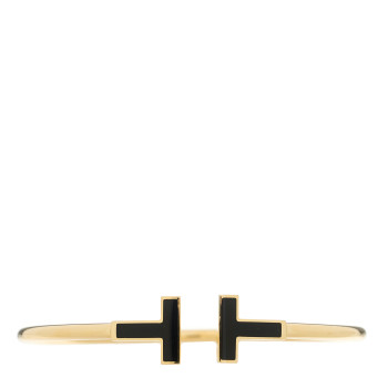 TIFFANY 18K Yellow Gold Black Onyx T Wire Bracelet