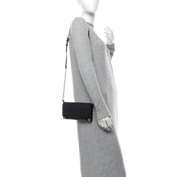BURBERRY Calfskin House Check Henley Wallet On Chain Black