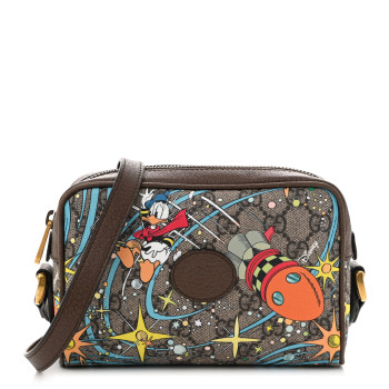 GUCCI X DISNEY GG Supreme Monogram Donald Duck Interlocking G Shoulder Bag Beige Multicolor New Acero