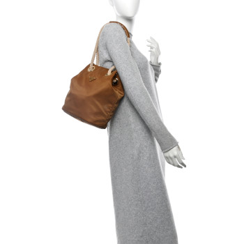 PRADA Re-Nylon Triangle Mariner Small Bucket Bag Brandy