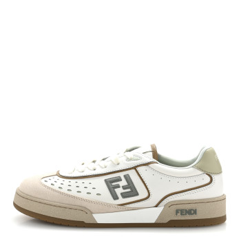 FENDI Suede Calfskin Womens Fendi Match Low Top Sneakers 39.5 White