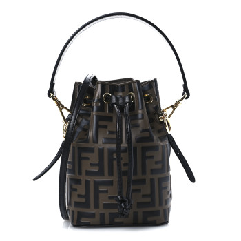 FENDI Vitello Liberty F is Fendi Bi-Color FF 1974 Embossed Mini Mon Tresor Bucket Bag Maya Black