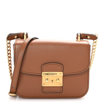 MIU MIU City Calf Lock Shoulder Bag Cognac