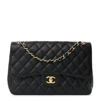 CHANEL Caviar Quilted Jumbo Double Flap Black