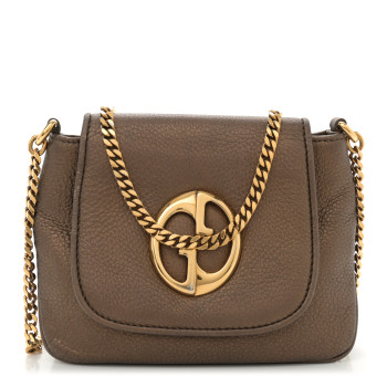 GUCCI Pebbled Calfskin Small 1973 Chain Shoulder Bag Gold