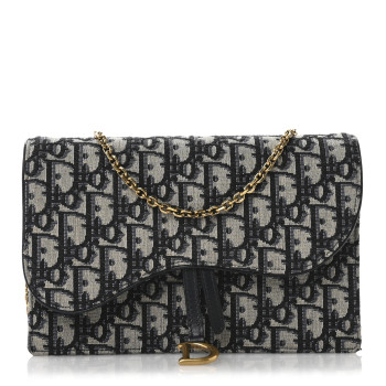 CHRISTIAN DIOR Oblique Saddle Chain Pouch Blue