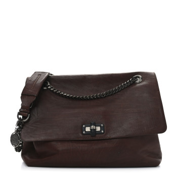 LANVIN Calfskin Medium Happy Shoulder Bag Brown
