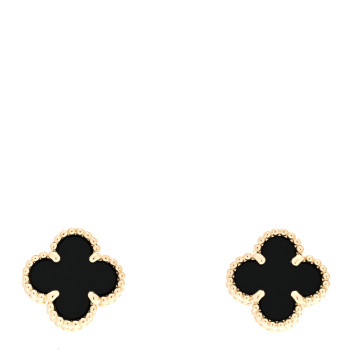 VAN CLEEF & ARPELS 18K Yellow Gold Black Onyx Sweet Alhambra Earrings