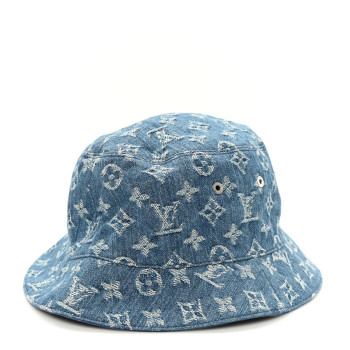 LOUIS VUITTON Monogram Denim Essential Bucket Hat Blue