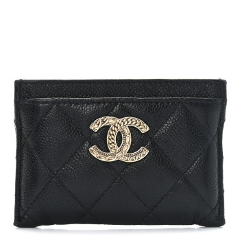 CHANEL Caviar Quilted Multi Chain CC Card Holder Black