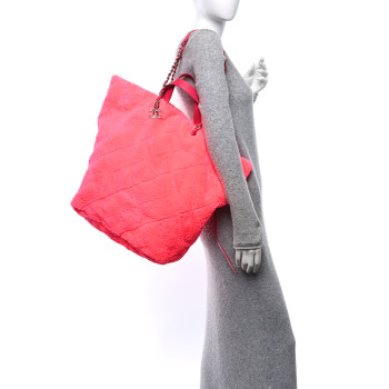 CHANEL Terry Cloth Quilted Coco Beach Large Shopping Tote Pink