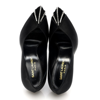 SAINT LAURENT Satin Crystal Martinique 110 Pump 36 Black