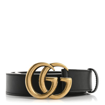 GUCCI Calfskin Double G 30mm Belt 90 36 Black