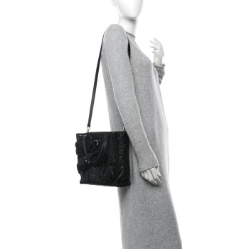PRADA Nappa Antique Rosette Flower Mini Tote Bag Black