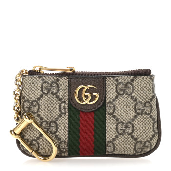 GUCCI GG Supreme Monogram Web Ophidia Key Case Beige New Acero