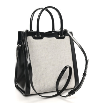 SAINT LAURENT Canvas Calfskin Small Uptown Tote Black
