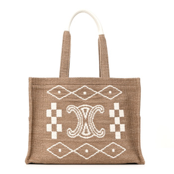CELINE Canvas Calfskin Large Cabas Thais Natural White