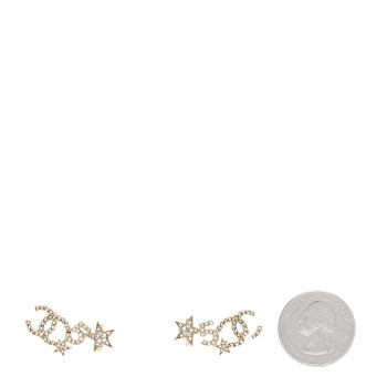 CHANEL Crystal Star 5 CC Earrings Gold