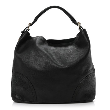 GUCCI Calfskin Guccissima Trim Large Signoria Hobo Black