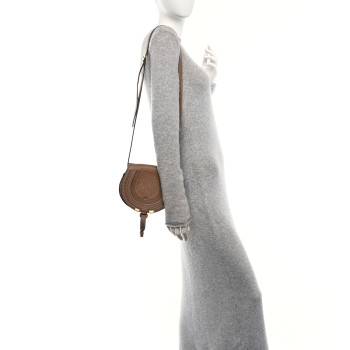 CHLOE Calfskin Mini Marcie Round Crossbody Bag Nut