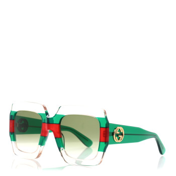GUCCI Acetate Square Web Frame GG0178S Sunglasses Green Red