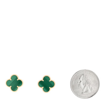 VAN CLEEF & ARPELS 18K Yellow Gold Malachite Vintage Alhambra Earrings