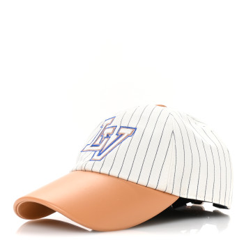 LOUIS VUITTON Calfskin Canvas Striped LV Varsity Baseball Cap M Beige