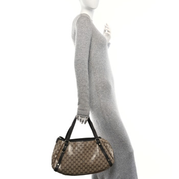 GUCCI Crystal Monogram Medium Abbey Shoulder Bag Dark Brown