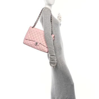 CHANEL Lambskin Quilted Maxi Single Flap Pink