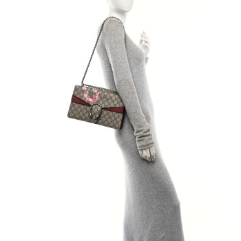 GUCCI GG Supreme Monogram Blooms Small Dionysus Shoulder Bag Beige Multicolor Dry Rose
