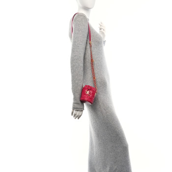 CHANEL Caviar Quilted Twist Your Buttons Mini Bucket Bag Fuchsia