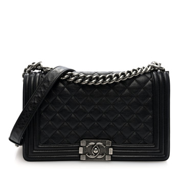 CHANEL Calfskin Quilted Medium Boy Flap Black
