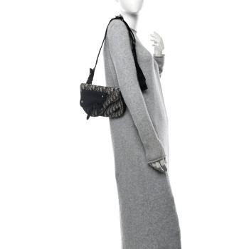 CHRISTIAN DIOR Oblique Saddle Messenger Pouch Beige Black