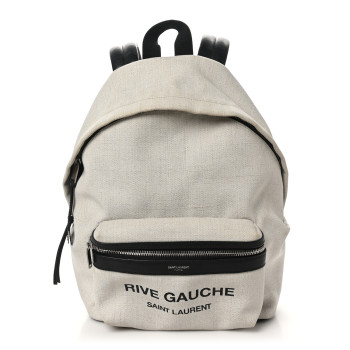 SAINT LAURENT Canvas Rive Gauche City Backpack White Black