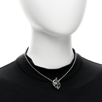 GUCCI Sterling Silver Interlocking G Brit Toggle Necklace