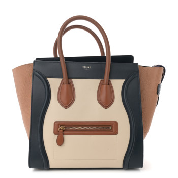 CELINE Elephant Calfskin Mini Tri-Color Luggage Brown