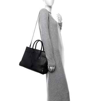 SAINT LAURENT Calfskin Small Sac De Jour Navy