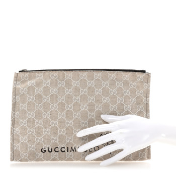 GUCCI Canvas Museo GG  Zip Pouch Beige