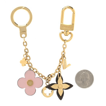 LOUIS VUITTON Brass Monogram Blooming Flowers Bag Charm Key Holder Rose Ballerine