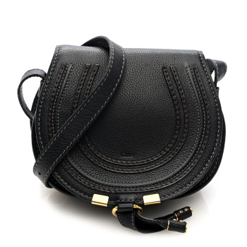 CHLOE Calfskin Mini Marcie Round Crossbody Bag Black
